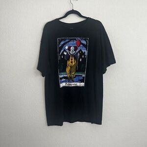 IT Pennywise Mens Short Sleeve Black Crewneck T-Shirt Clown Halloween Horror XL